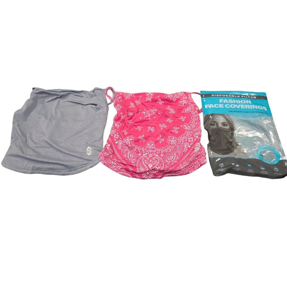 Free Country 2 Pair Pack Of Ladies Fashion Face Coverings W 4 Filters Pink Gray